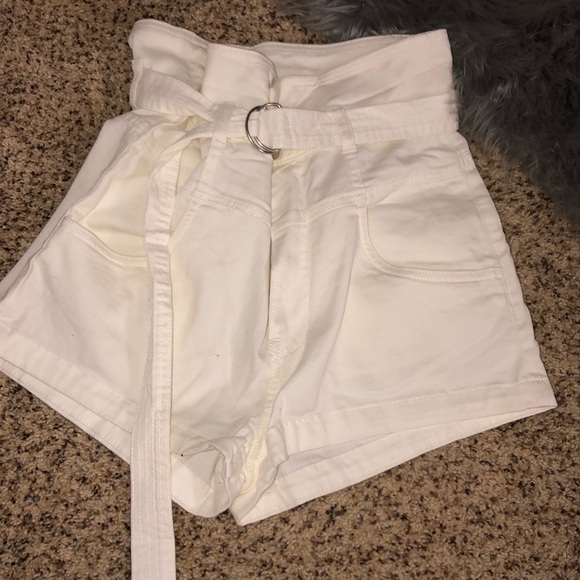 H&M Pants - h&m white sinched jean shorts